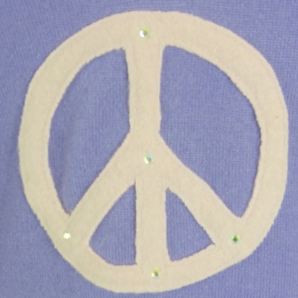 DEBORAH LINDQUIST rare CASHMERE PEACE SWEATER M one of a kind designer v neck - Picture 3 of 8